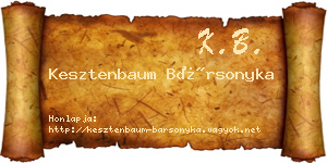 Kesztenbaum Bársonyka névjegykártya